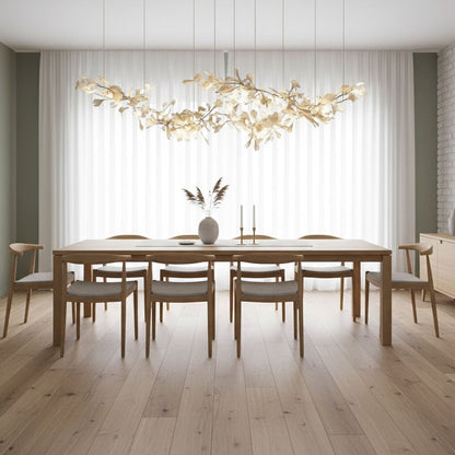 Double Layer Combination Gingko Ceramic Branch Chandelier