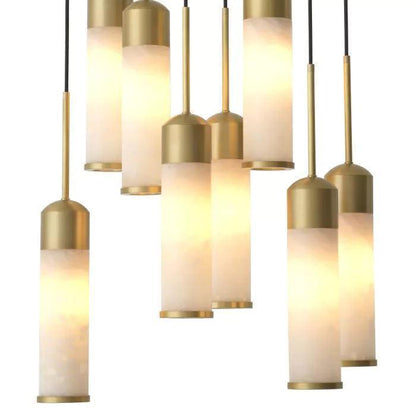 EOS Modern Brass Chandelier - Antique Brass Finish | Alabaster - Richardrider
