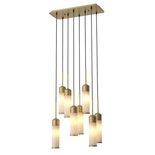 EOS Modern Brass Chandelier - [Antique Brass Finish | Alabaster] - Richardrider