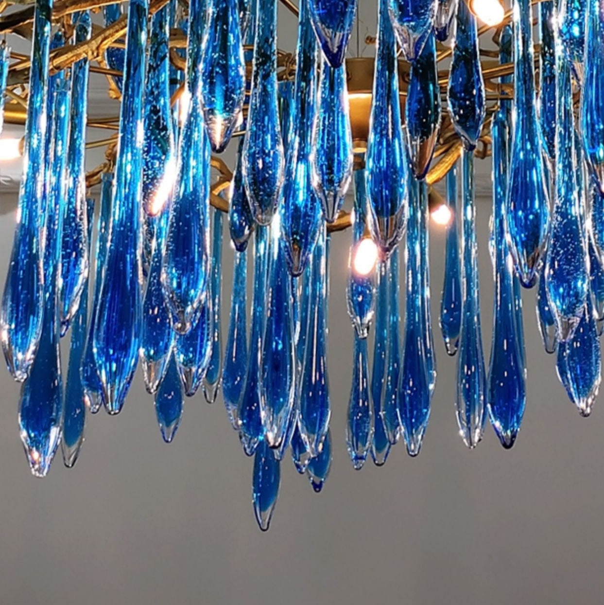 Artistic Branch Chandelier with Blue Glaze Drops for Dining Room - Richardrider
