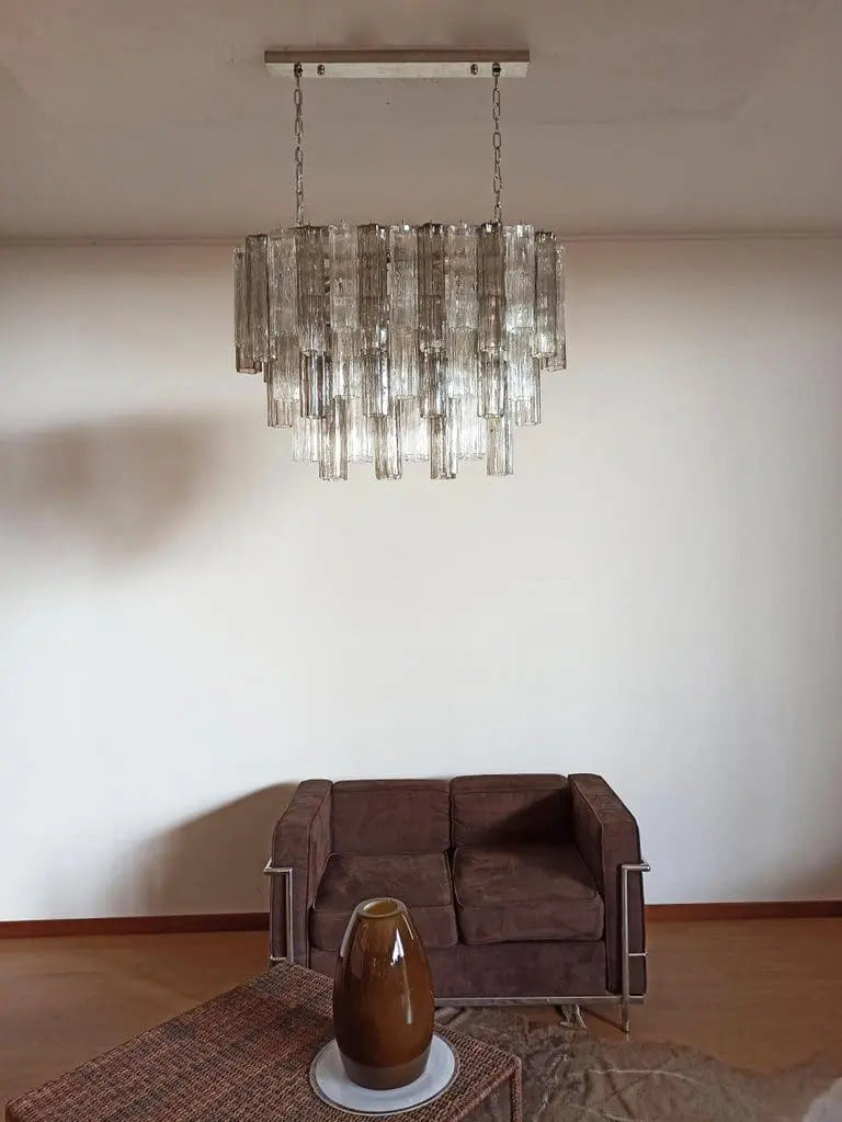 Murano Glass Chandelier – 62 Tubes – Smoked/Transparent
