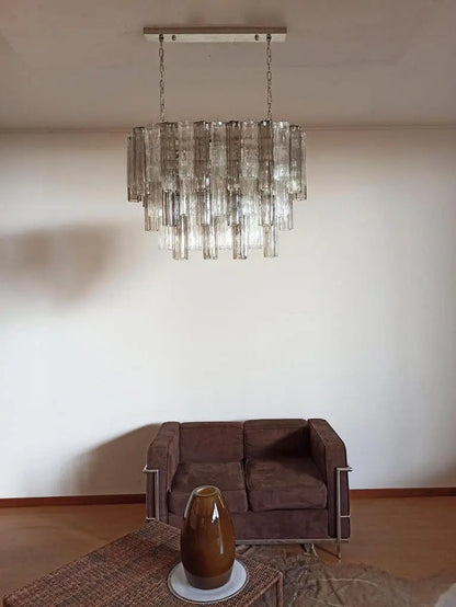 Murano Glass Chandelier – 62 Tubes – Smoked/Transparent