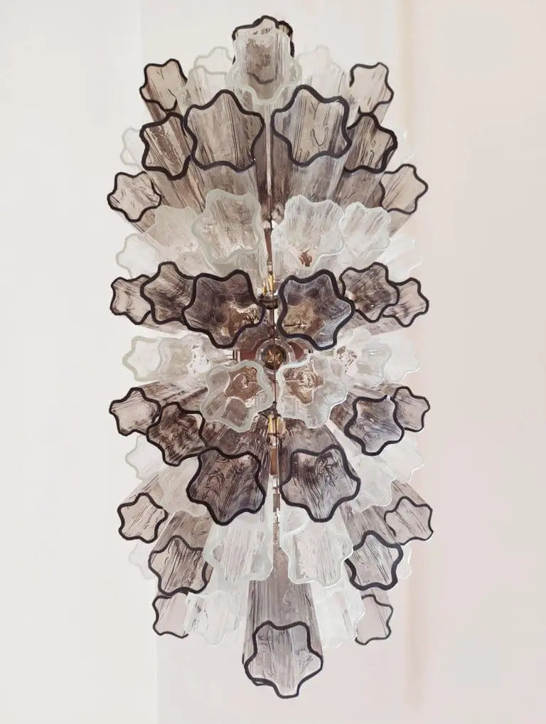Murano Glass Chandelier – 62 Tubes – Smoked/Transparent