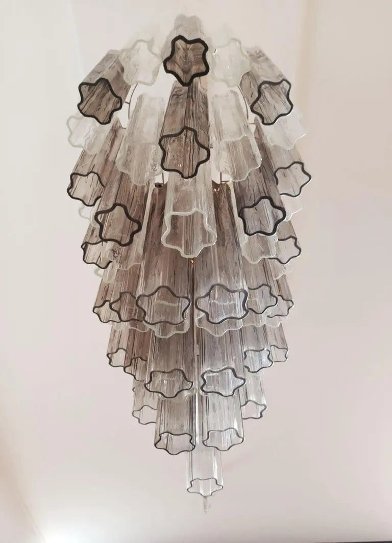 Murano Glass Chandelier – 62 Tubes – Smoked/Transparent