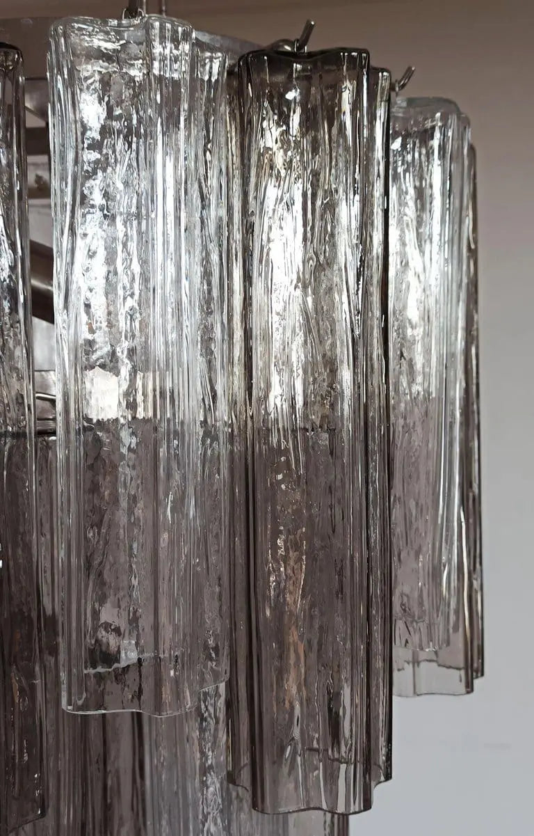 Murano Glass Chandelier – 62 Tubes – Smoked/Transparent