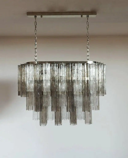 Murano Glass Chandelier – 62 Tubes – Smoked/Transparent