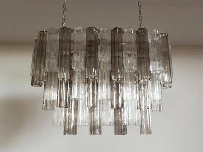 Murano Glass Chandelier – 62 Tubes – Smoked/Transparent