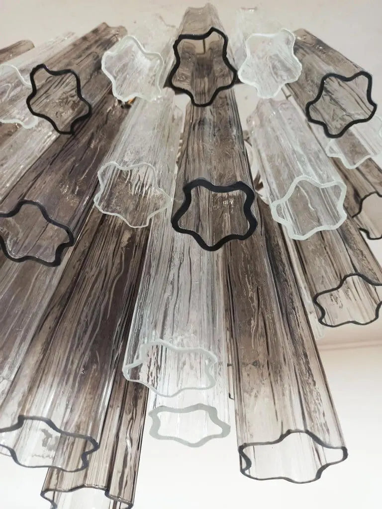 Murano Glass Chandelier – 62 Tubes – Smoked/Transparent