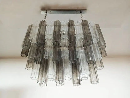Murano Glass Chandelier – 62 Tubes – Smoked/Transparent
