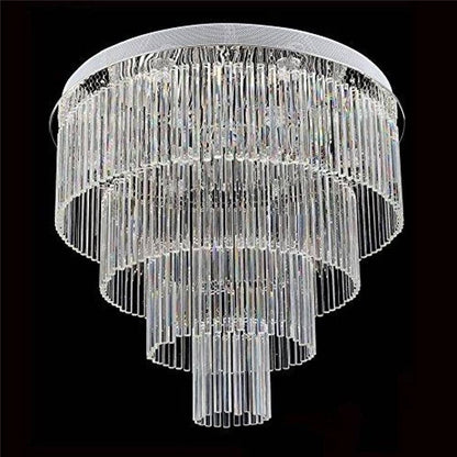 Extra Large Multi-tier Round Flush Mount Light Crystal Rod Chandelier for Living Room/Foyer