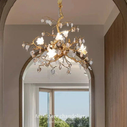 Flaviar Crystal Flower Branch Chandelier