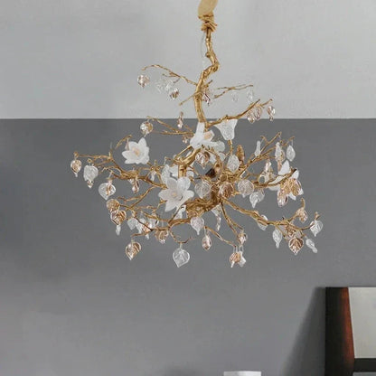 Flaviar Crystal Flower Branch Chandelier