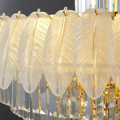 Extra Large Crystal Feather Style Chandelier Long Foyer Staircase Ceiling Lighting Fixture For Living Room - Richardrider