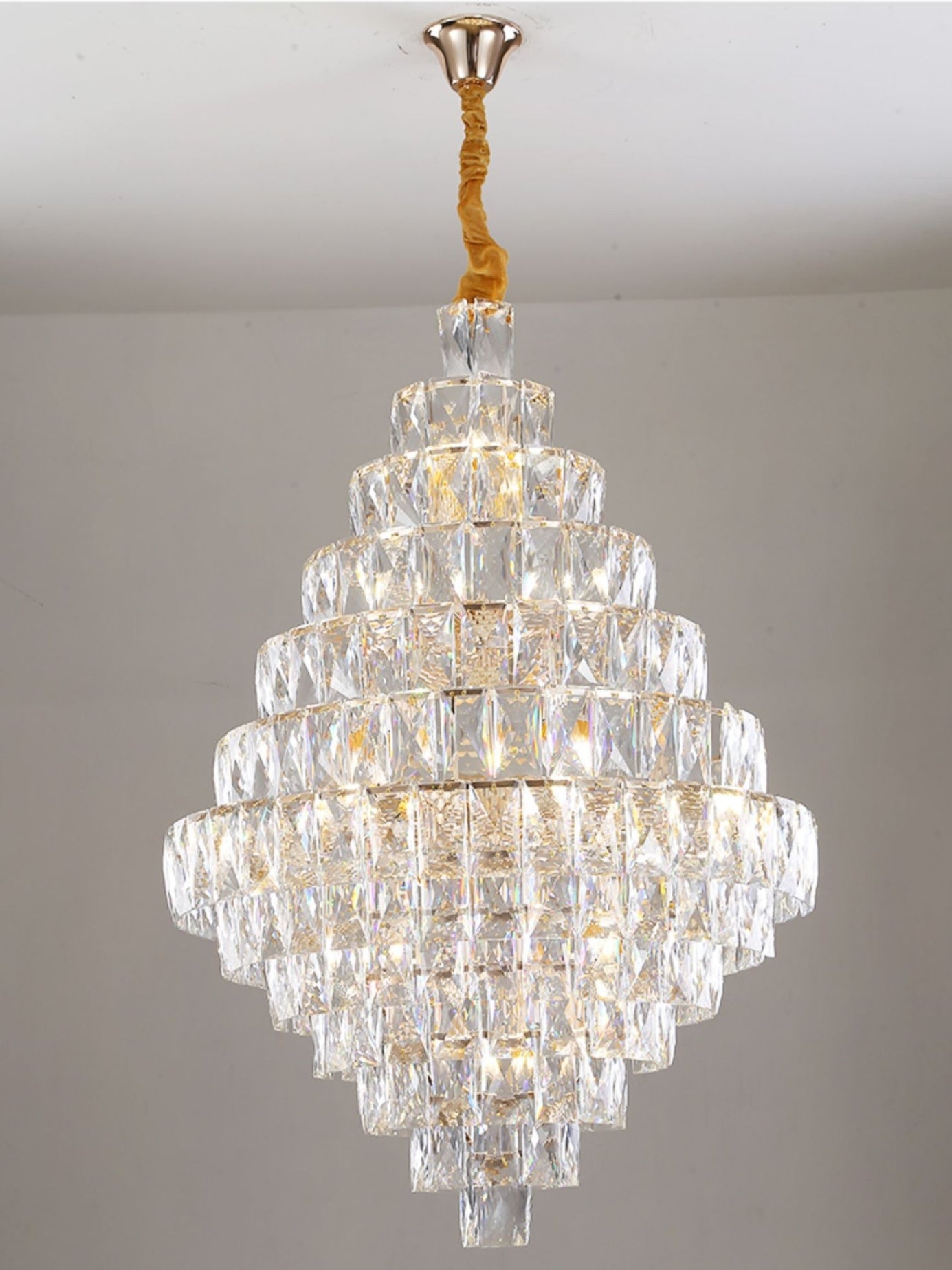 Extra Large Foyer Pure Crystal Ceiling Light Fixture Living Room Entrance Staircase Chandelier - Richardrider