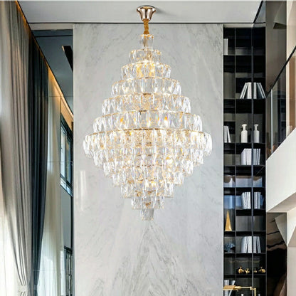 Extra Large Foyer Pure Crystal Ceiling Light Fixture Living Room Entrance Staircase Chandelier - Richardrider