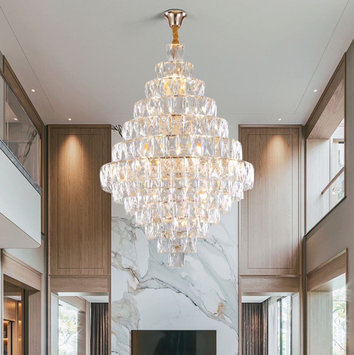 Extra Large Foyer Pure Crystal Ceiling Light Fixture Living Room Entrance Staircase Chandelier - Richardrider