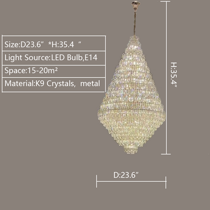 Extra Large Oversized Multi-tiered Crystal Chandelier for Foyer / Entryway