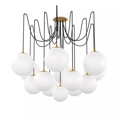 Art Crystal Ball Spider Chandelier Opal Matte Glass - Richardrider
