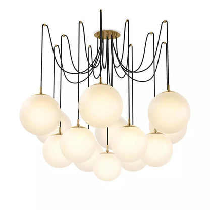 Art Crystal Ball Spider Chandelier Opal Matte Glass - Richardrider