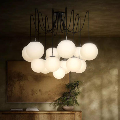 Art Crystal Ball Spider Chandelier Opal Matte Glass - Richardrider
