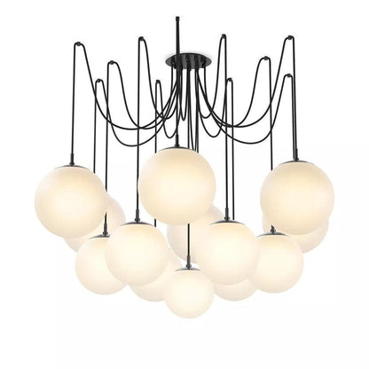 Art Crystal Ball Spider Chandelier Opal Matte Glass - Richardrider