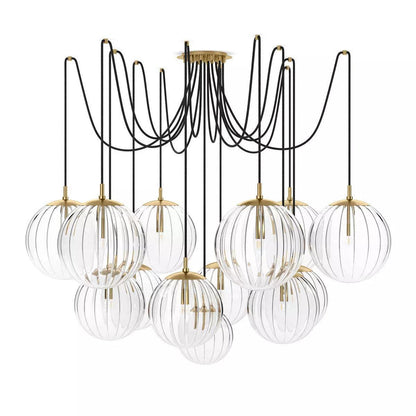 Art Crystal Ball Spider Chandelier Clear Ribbon Glass - Richardrider