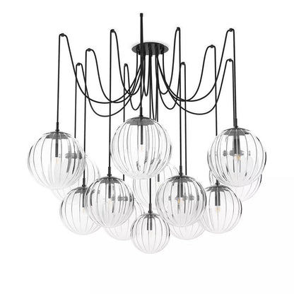 Art Crystal Ball Spider Chandelier Clear Ribbon Glass - Richardrider