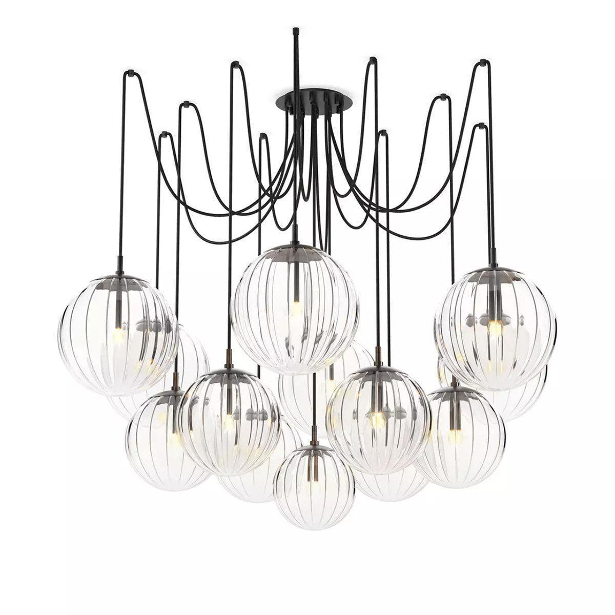 Art Crystal Ball Spider Chandelier Clear Ribbon Glass - Richardrider