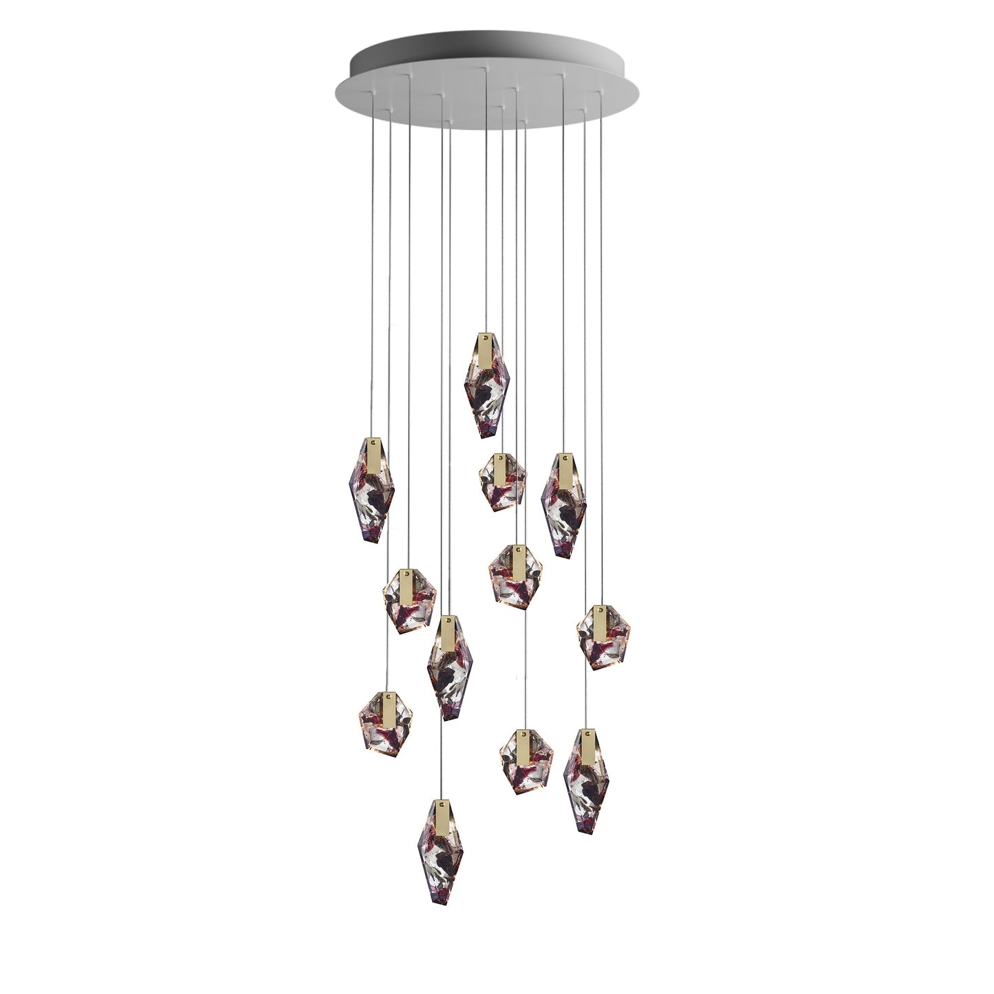 Nivocyn Round LED Chandelier Fragmentglass & Metal 11.4"D