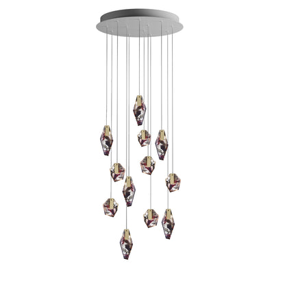 Nivocyn Round LED Chandelier Fragmentglass & Metal 11.4"D