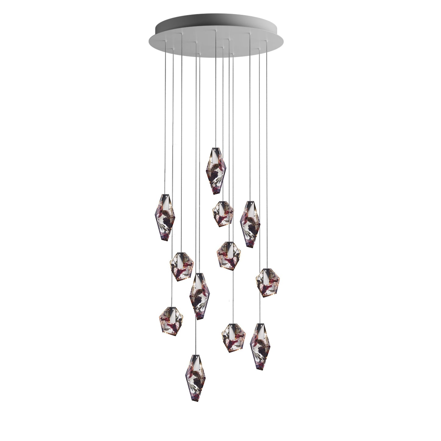 Nivocyn Round LED Chandelier Fragmentglass & Metal 11.4"D