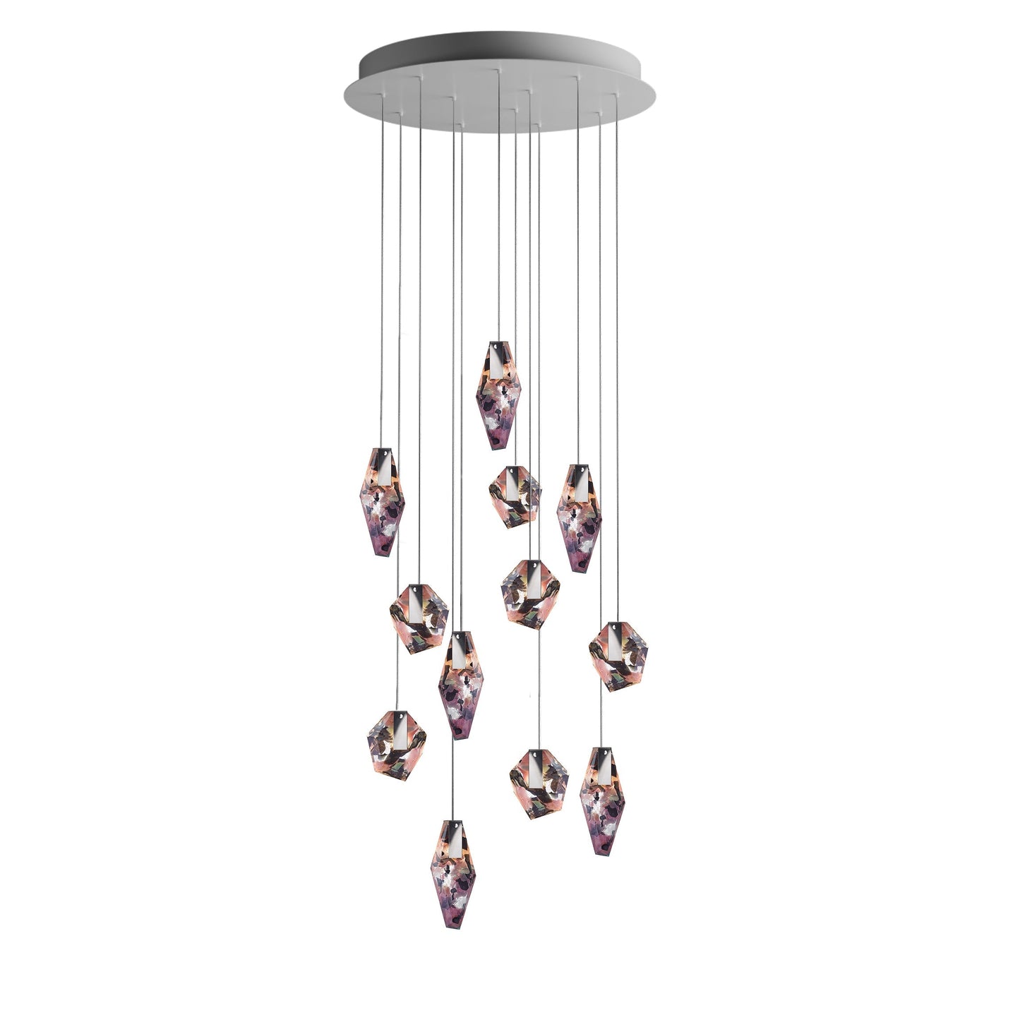 Nivocyn Round LED Chandelier Fragmentglass & Metal 11.4"D