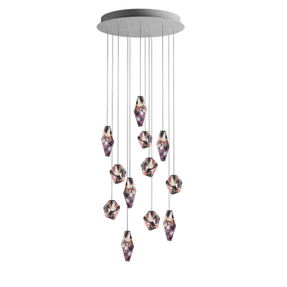 Nivocyn Round LED Chandelier Fragmentglass & Metal 11.4"D