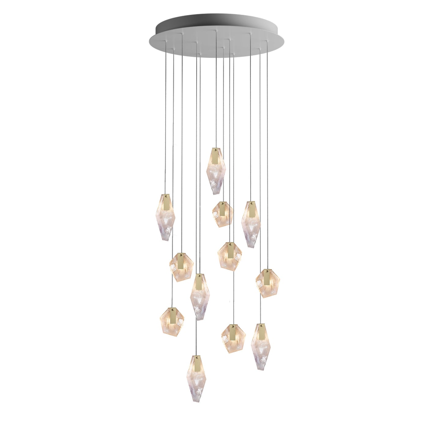 Nivocyn Round LED Chandelier Fragmentglass & Metal 11.4"D