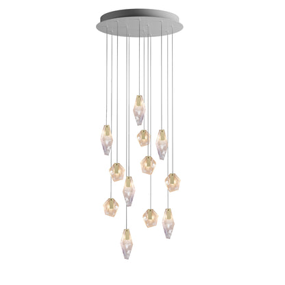 Nivocyn Round LED Chandelier Fragmentglass & Metal 11.4"D