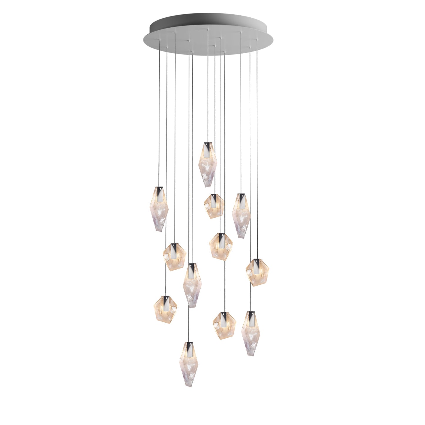 Nivocyn Round LED Chandelier Fragmentglass & Metal 11.4"D