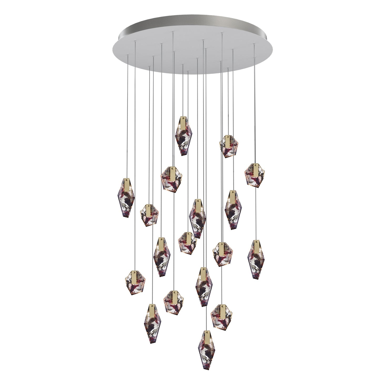Nivocyn Round LED Chandelier Fragmentglass & Metal 11.4"D
