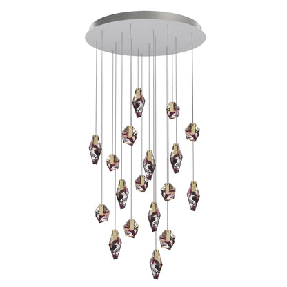 Nivocyn Round LED Chandelier Fragmentglass & Metal 11.4"D
