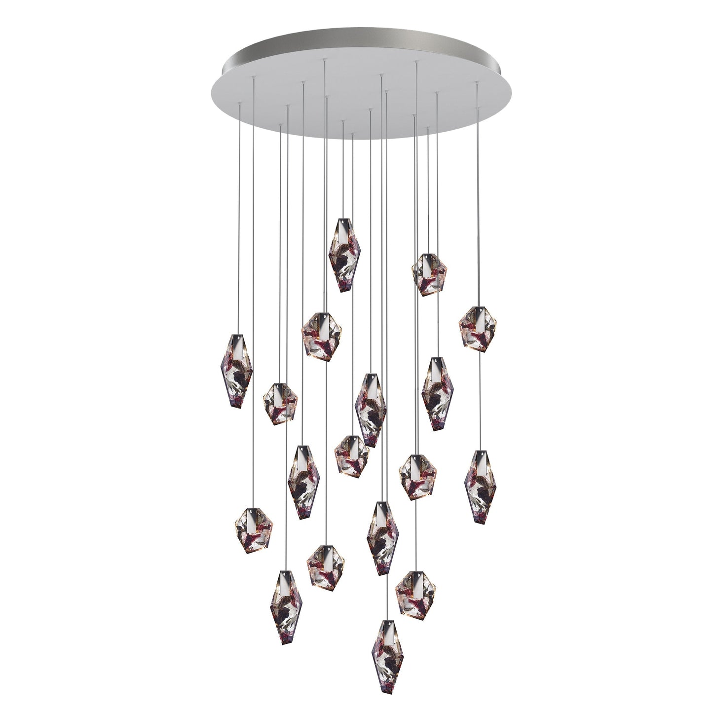 Nivocyn Round LED Chandelier Fragmentglass & Metal 11.4"D