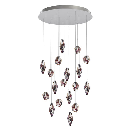 Nivocyn Round LED Chandelier Fragmentglass & Metal 11.4"D