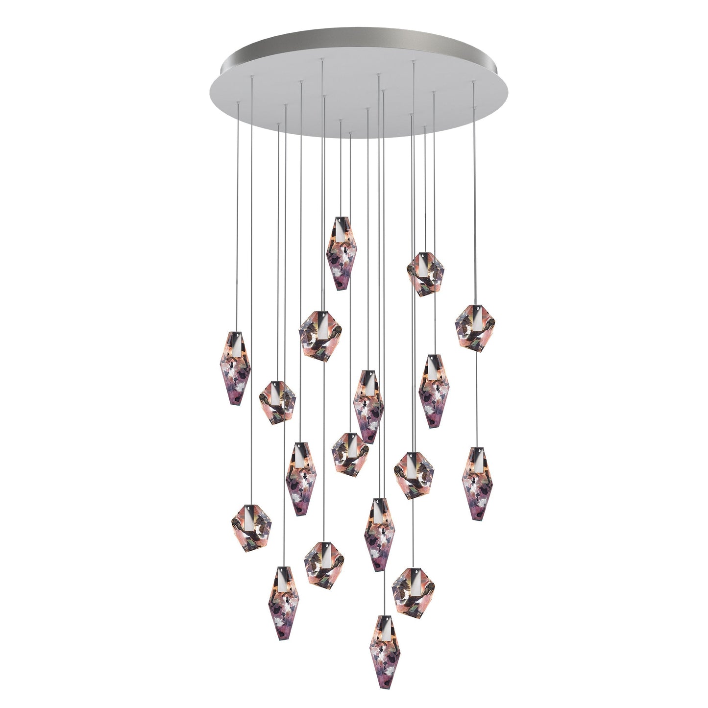 Nivocyn Round LED Chandelier Fragmentglass & Metal 11.4"D