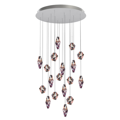 Nivocyn Round LED Chandelier Fragmentglass & Metal 11.4"D