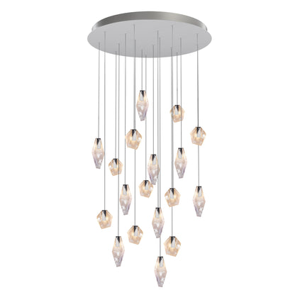 Nivocyn Round LED Chandelier Fragmentglass & Metal 11.4"D