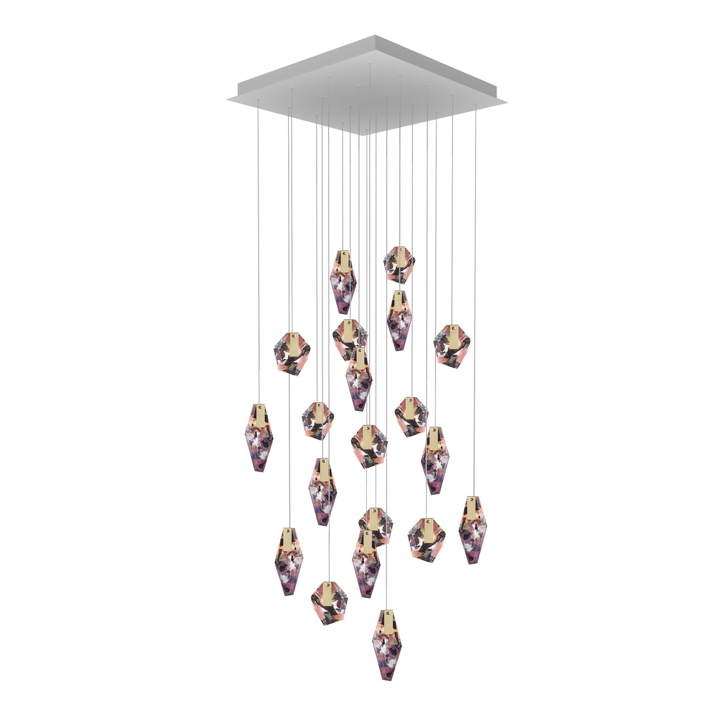 Nivocyn Square LED Chandelier Fragmentglass & Metal 37.1"W x 37.1"D