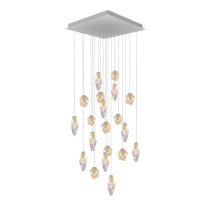 Nivocyn Square LED Chandelier Fragmentglass & Metal 37.1"W x 37.1"D
