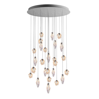 Nivocyn Round LED Chandelier Fragmentglass & Metal 11.4"D