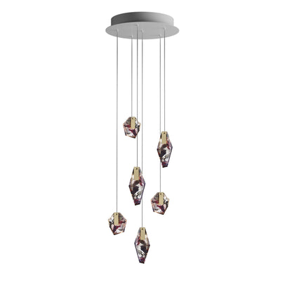 Nivocyn Round LED Chandelier Fragmentglass & Metal 11.4"D