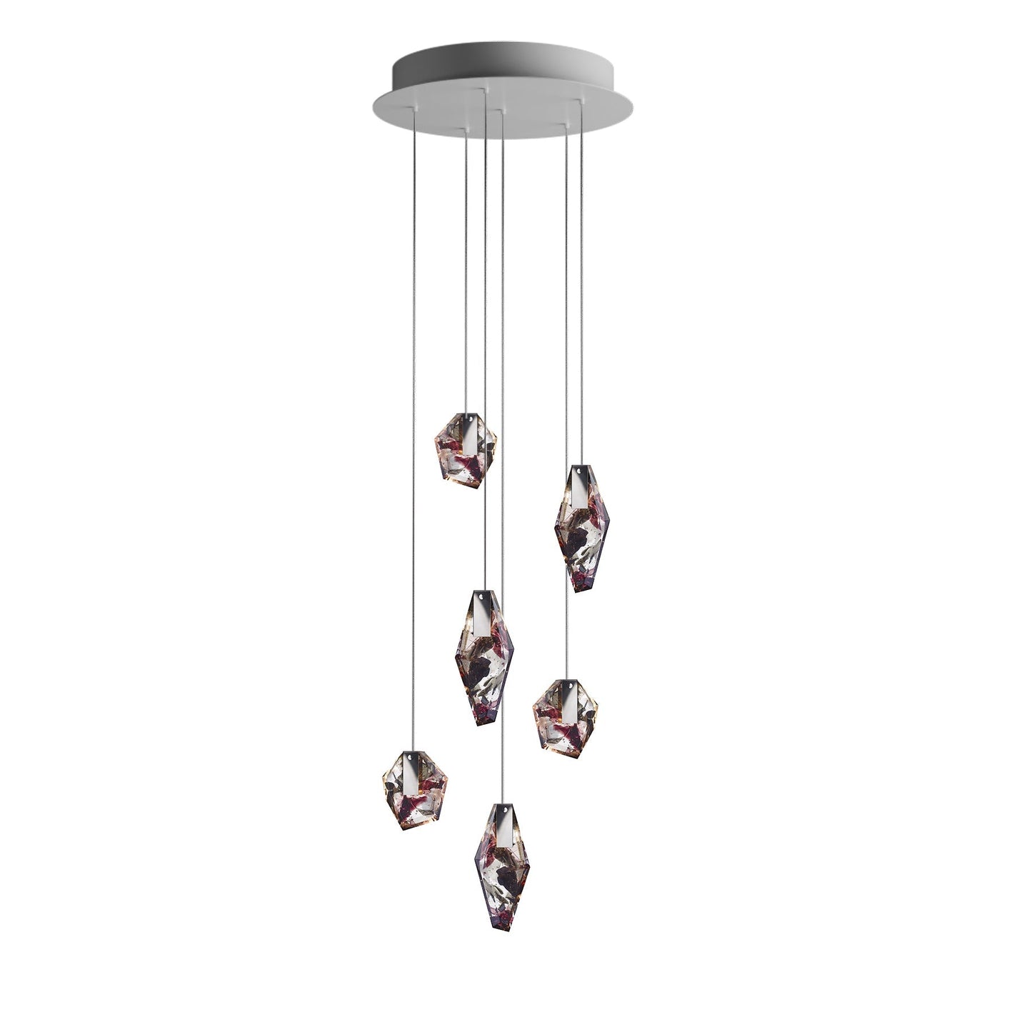 Nivocyn Round LED Chandelier Fragmentglass & Metal 11.4"D
