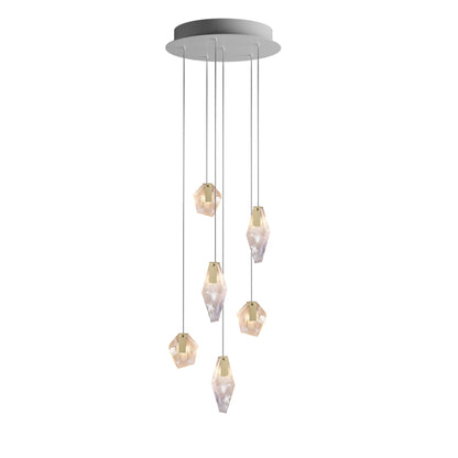 Nivocyn Round LED Chandelier Fragmentglass & Metal 11.4"D