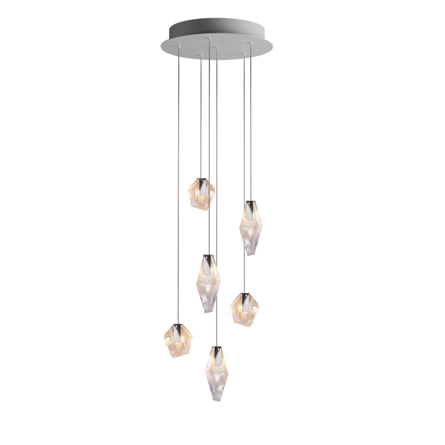 Nivocyn Round LED Chandelier Fragmentglass & Metal 11.4"D